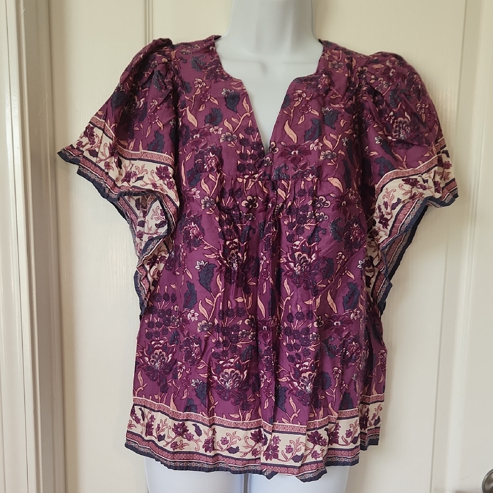 C&C Purple Paisley Peasant Top
